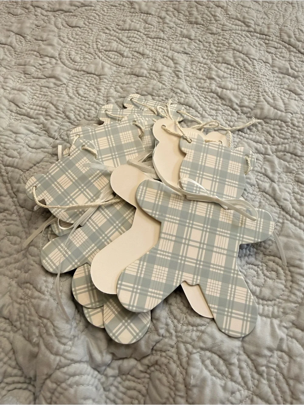 Blue & White Baby Boy Backdrop and Gingham Bears Banner